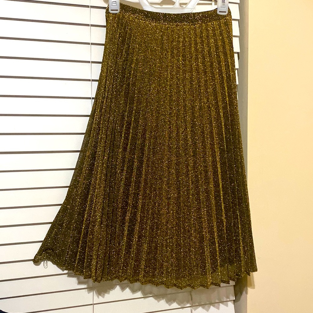 Gold Tone Shimmery Midi Skirt